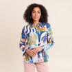 Chemise droite manches longues bleu femme