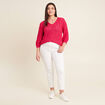 Pull manches 3/4 ajouré rose fushia femme