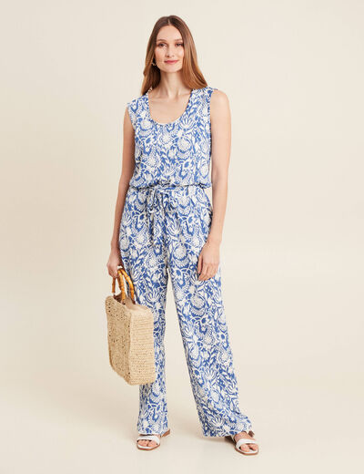 Combinaison pantalon droite bleu femme