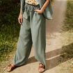 Pantalon large fluide vert kaki femme