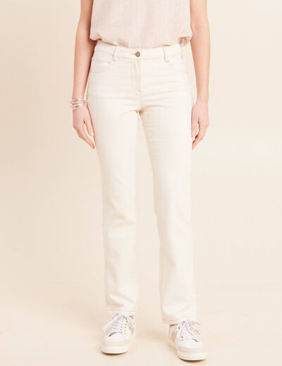 Jean coupe droite taille bascul&eacute;e ecru femme