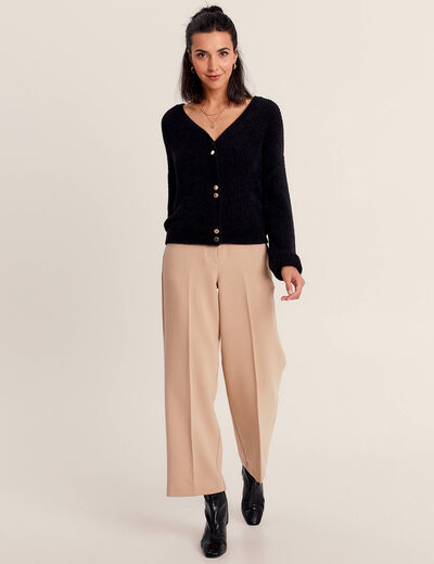 Pantalon large fluide à pinces sable femme