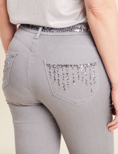 Pantalon magique Le L&eacute;ger coupe ajust&eacute;e denim gris clair femme