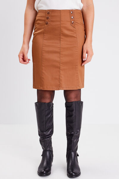 Jupe droite marron femme