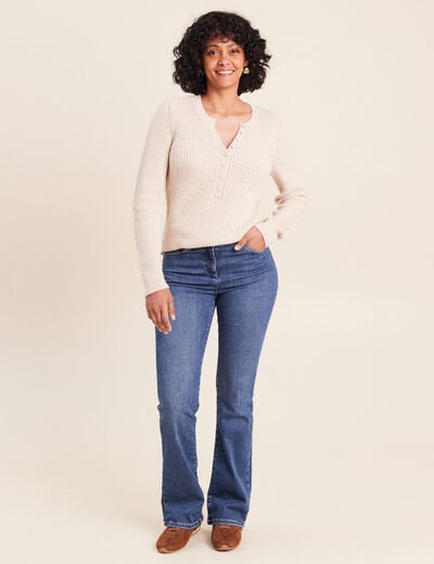 Pull manches longues creme femme