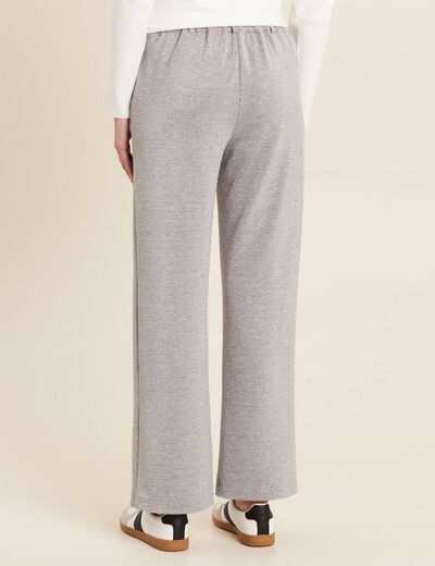 Pantalon large paillettes gris argent femme