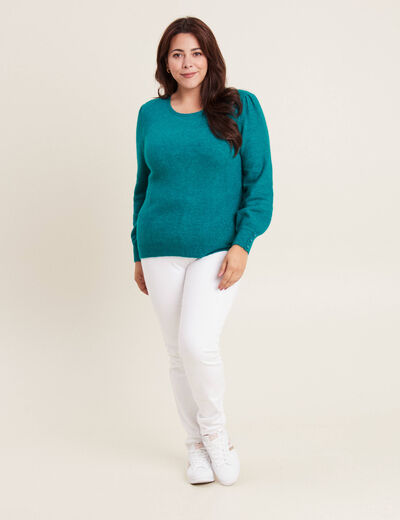 Pull manches longues vert canard femme