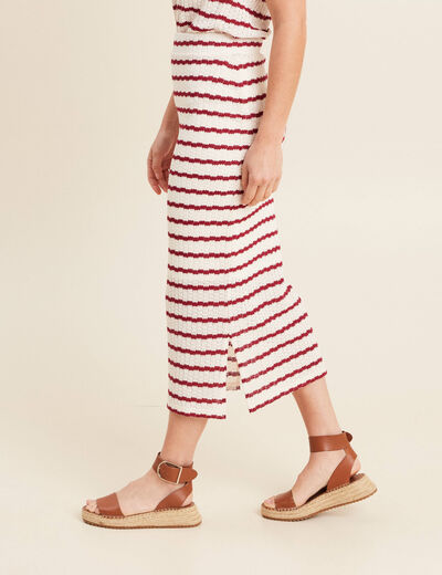 Jupe droite longue beige femme