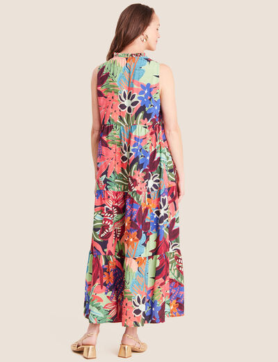 Robe longue &eacute;vas&eacute;e sans manches multicolore femme