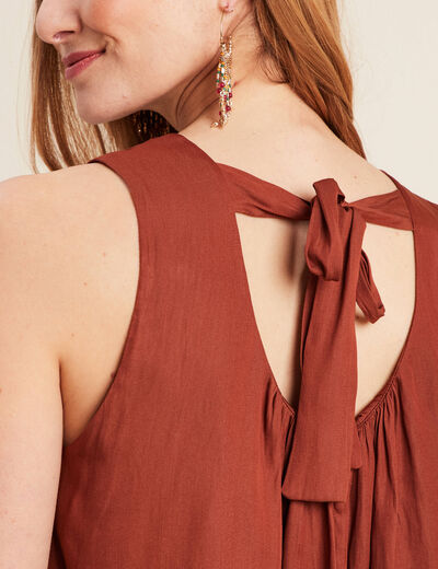 Blouse sans manches marron foncé femme