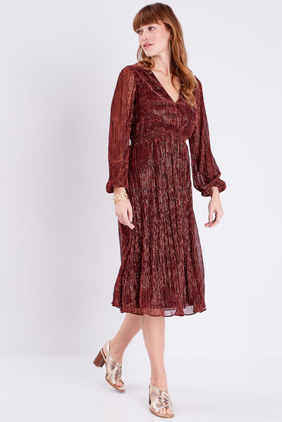 Robe longue droite rose femme