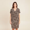 Robe fluide col V creme femme