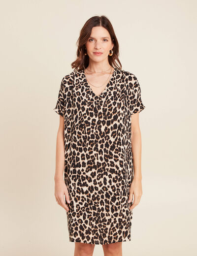 Robe fluide col V creme femme