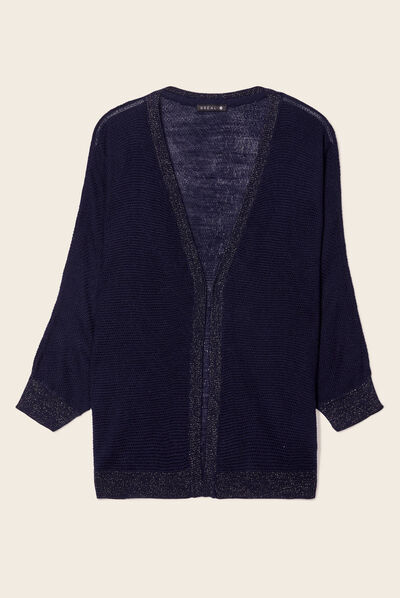 Gilet manches 3/4 bleu marine femme
