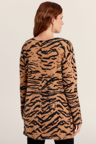 Gilet manches longues camel femme