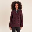 Caban doubl&eacute; avec capuche bordeaux femme