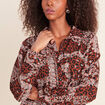 Chemise fluide manches longues marron femme