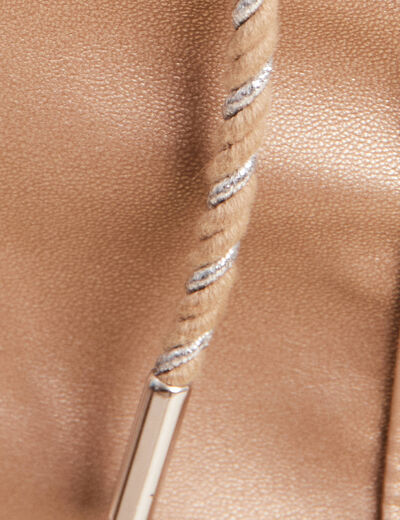 Pantalon paperbag simili cuir couleur or femme