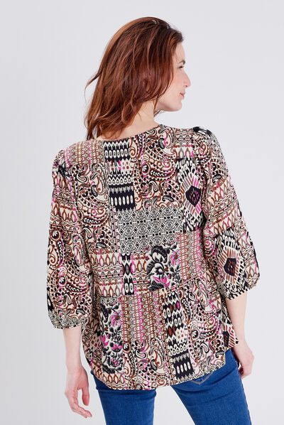 Blouse manches 3/4 creme femme