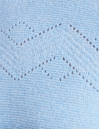 Pull confectionn&eacute; en France bleu ciel femme