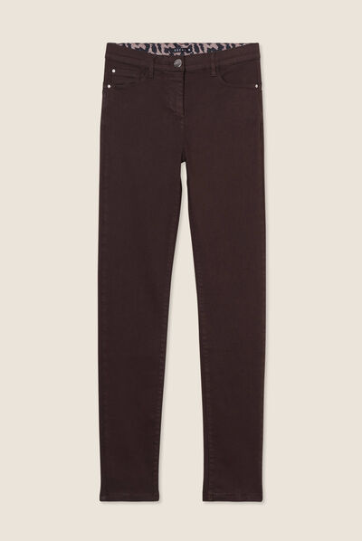 Jean magique ajusté taille standard marron foncé femme