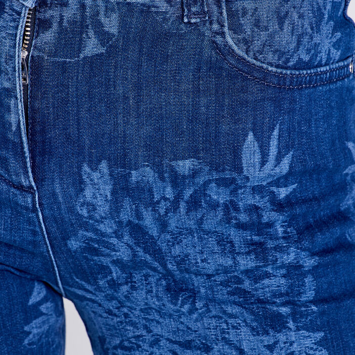 Jean droit denim bleach femme