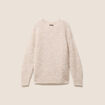 Pull droit col rond manches longues creme femme