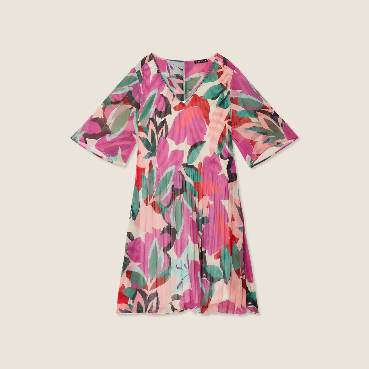 Robe évasée plissée multicolore femme