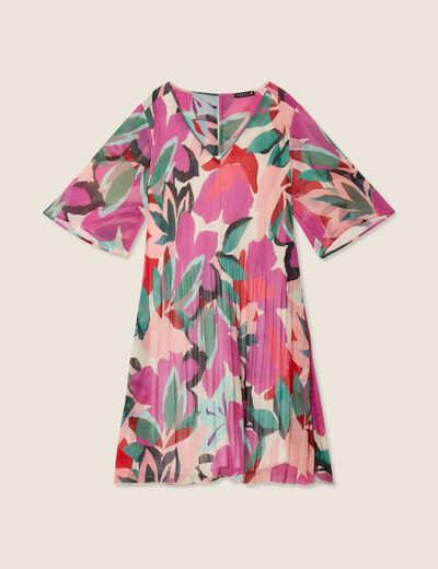 Robe évasée plissée multicolore femme