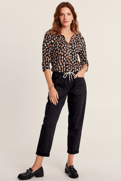 T-shirt manches 3/4 noir femme