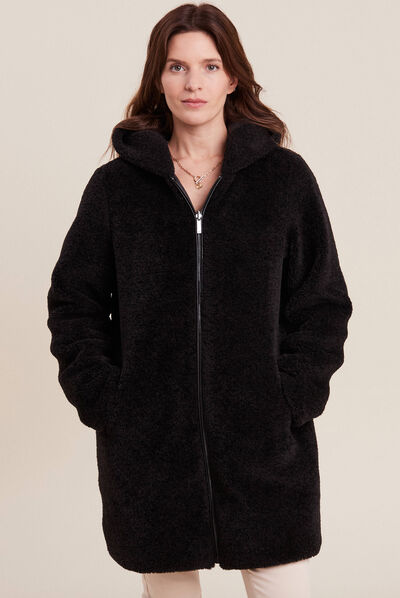 Doudoune réversible à capuche noir femme