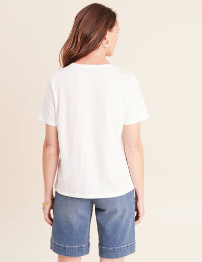 T-shirt col rond manches courtes ecru femme