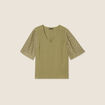 Blouse manches 3/4 vert kaki femme