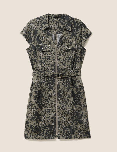 Robe droite zipp&eacute;e vert femme