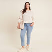 Jean droit taille basculée denim double stone femme
