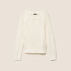 Pull col rond manches longues dentelle ecru femme