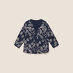 Blouse col tunisien manches 3/4 bleu femme
