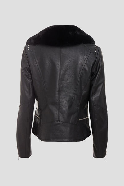 Veste esprit perfecto cintrée noir femme