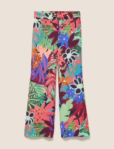 Pantalon large 7/8&egrave;me taille standard multicolore femme