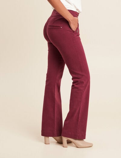 Pantalon coupe bootcut &agrave; pont bordeaux femme