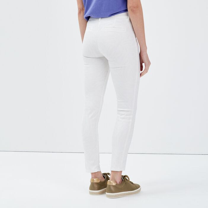 Pantalon ajusté taille haute ecru femme