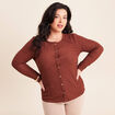 T-shirt manches longues aspect dentelle marron femme