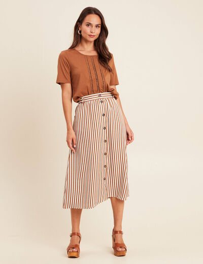 T-shirt manches courtes marron femme