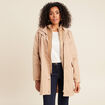 Parka mi-longue à capuche beige femme