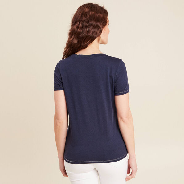 T-shirt manches courtes bleu marine femme