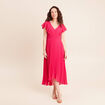Robe longue &eacute;vas&eacute;e &agrave; volants rose fushia femme