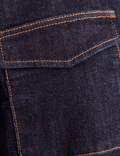 Veste droite &agrave; manches longues denim brut femme