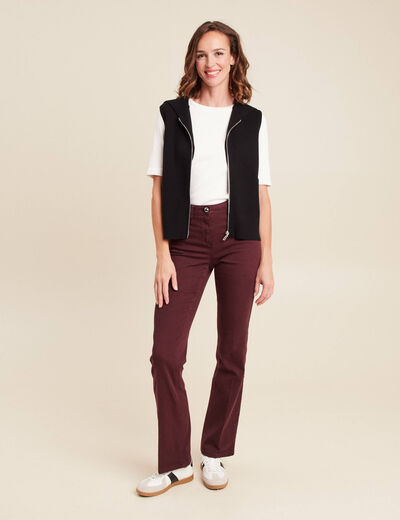 pantalon bootcut en jean bordeaux femme