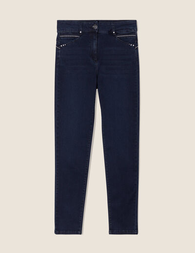 Jean coupe ajust&eacute;e 7/8&egrave;me taille haute denim brut femme
