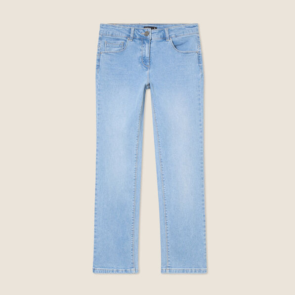 Jean droit taille basculée denim double stone femme